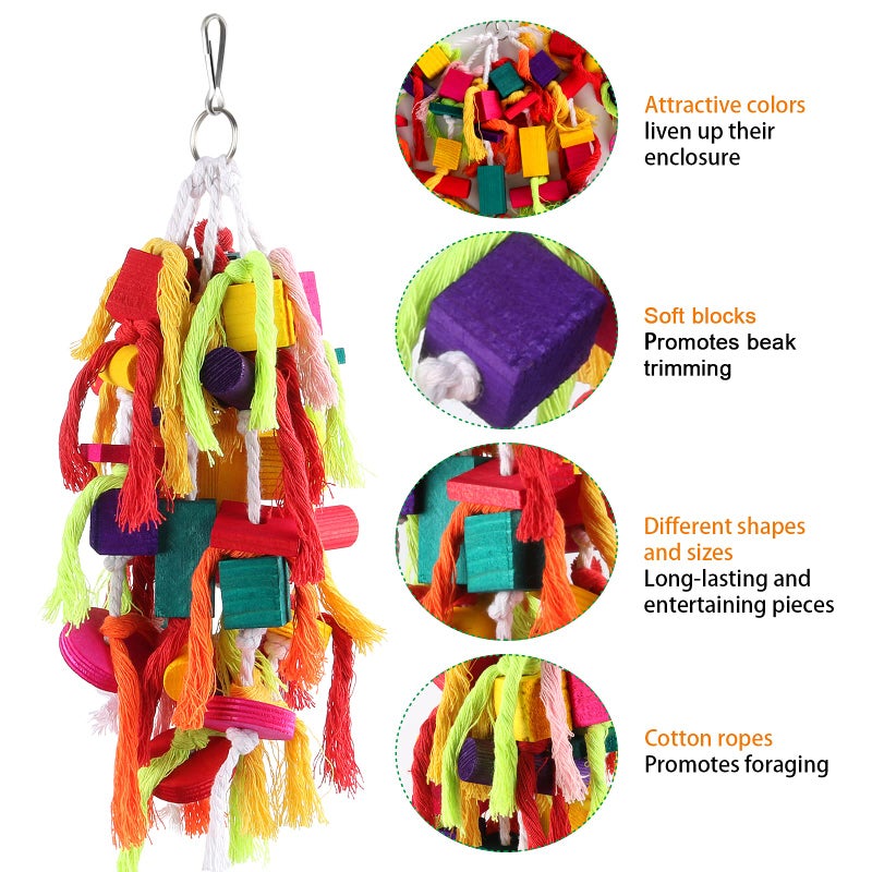 Rypet Large and Small Parrot Chewing Toys Parrot Cage Bite Toy Wooden Block Tearing Toys for Conures Cockatiels African Grey and Other Amazon Parrots - Image 4